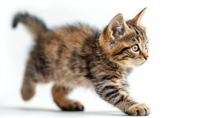 Obraz premium Cute Kitten Walking On A White Background