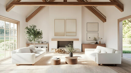 Modern living room with natural light and minimalist decor.