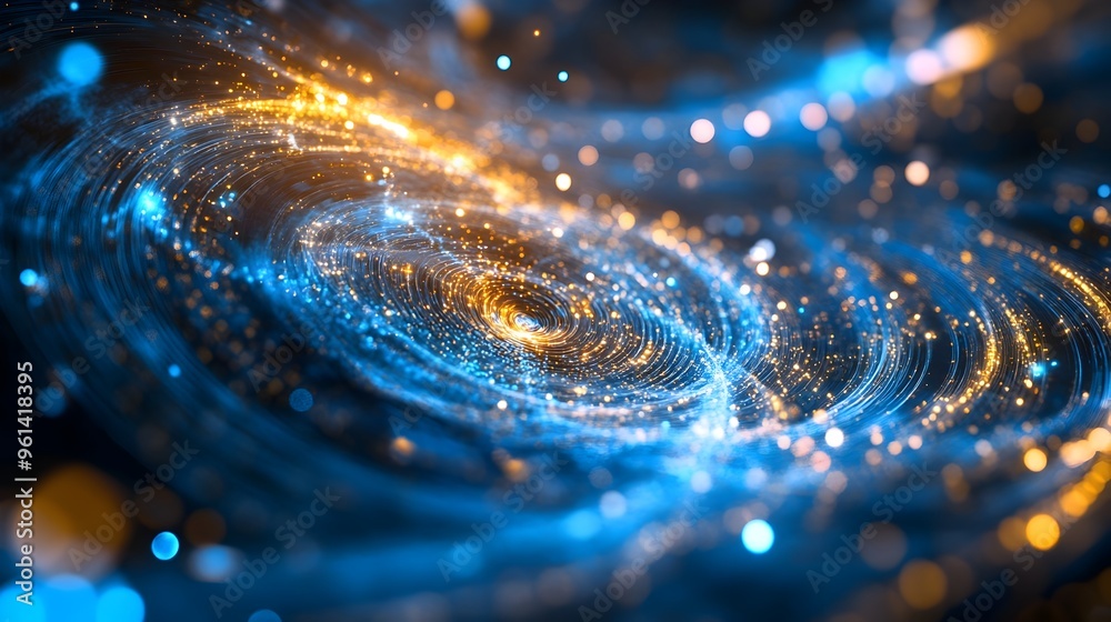 Poster holographic visualization depicting the wave particle duality of electrons a fundamental principle i