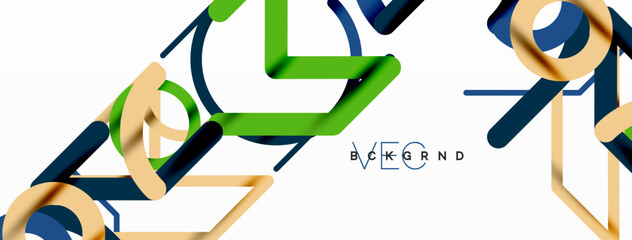 Abstract background. Circles and colorful round shape lines. Linear geometric minimal design