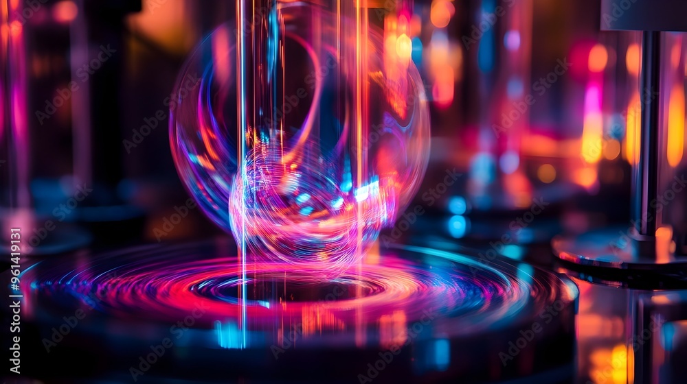 Poster holographic visualization showcasing the properties and behavior of superconductors in a cutting edg