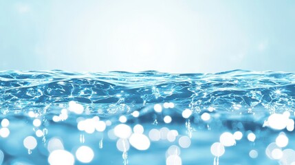 Abstract Blue Water Surface with Bokeh Lights