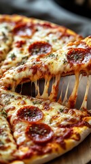 Pepperoni Pizza with Melted Cheese and Sauce