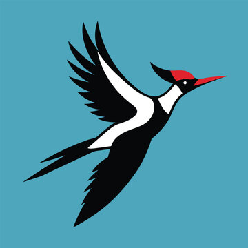 recommend clip art: Solid color Ivory-billed woodpecker animal vector design