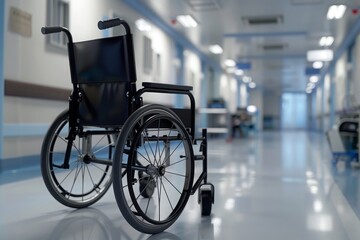 Wheelchair in a Hospital Corridor