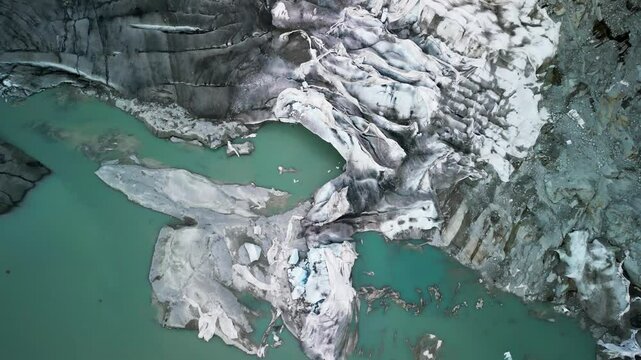 The glacier is melting. Aletsch glacier. climate change. sea ​​level rise