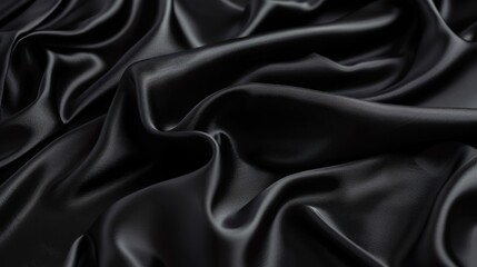 Fototapeta premium Smooth elegant black silk satin luxury cloth textile