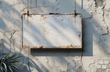Blank Rusted Signboard on a Textured Wall