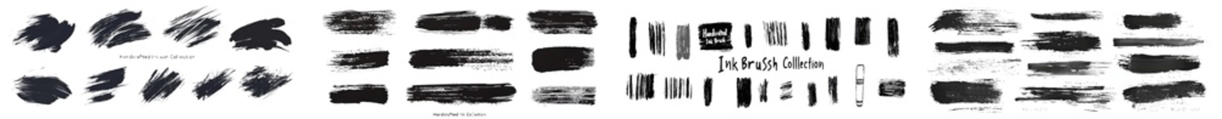 Fototapeta premium A Dirty DIY handcrafted artistic design element, boxes, frames. A collection of black paint, ink brush strokes, brushes, lines, grungy. A modern illustration. A freehand drawing.