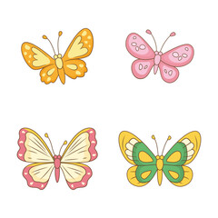 Collection of Cute Colorful Butterfly Insect Animal Flying Flapping Wings