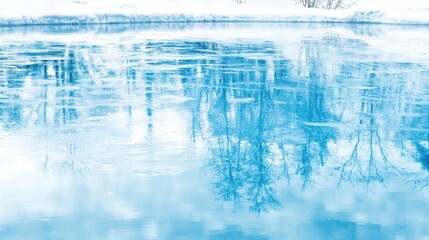 Winter Reflections on a Frozen Lake