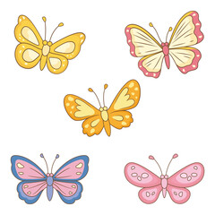 Collection of Cute Colorful Butterfly Insect Animal Flying Flapping Wings