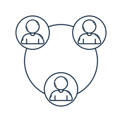 Teamwork business connection symbol, partnership line icon