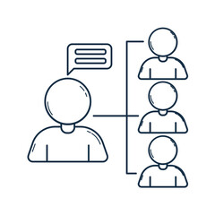 Teamwork management group meeting discussion line icon