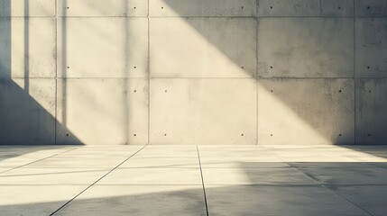 Obraz premium Minimalist Concrete Wall and Tile Floor with Sunlight
