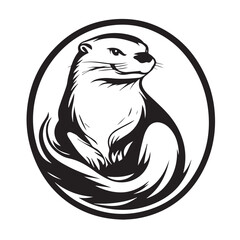 Otter in cartoon, doodle style . Image for t-shirt, web, mobile apps and ui. Isolated 2d vector illustration in logo, icon, sketch style, Eps 10, black and white. AI Generative