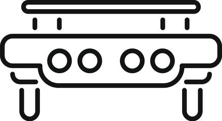 Simple line art vector icon of a magnetic levitation train levitating above a rail