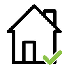 home icon with checkmark sign  safe home icon