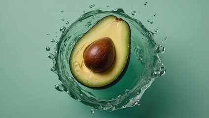 Avocado floating in a pool of water