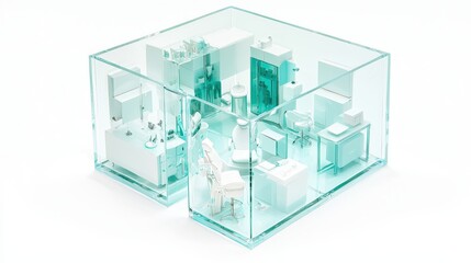 Obraz premium Modern Minimalist Glass Cube Dental Office Interior Design