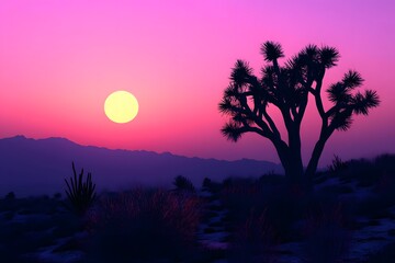 Fototapeta premium Silhouette of Joshua Tree at Sunset