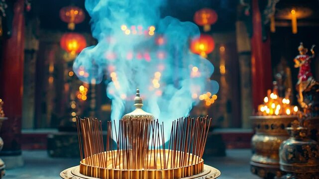 incense stick smoking in a Chinese temple