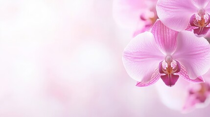 Naklejka premium Pink Orchid Flower Close Up with Copy Space