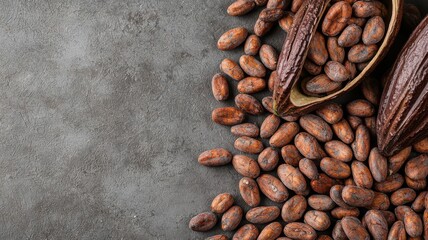 A close-up of cocoa pods being opened to reveal the fresh beans inside, emphasizing the raw beauty of cocoa in its natural form