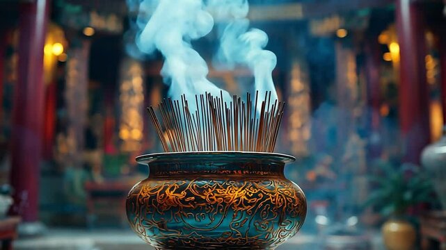 incense stick smoking in a Chinese temple