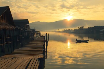 Golden Sunrise Over a Calm Lake