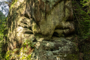 National Park of Adrspach Teplice rocks. Beautiful limestone sandstones rocks in Adrspach, Czech Republic. Adrspach Teplice Rocks mountain range in Central Sudetes part of the Table Mountains.