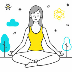 Girl meditating in nature