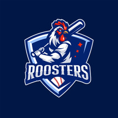Chicken Roster Baseball Sports Logo