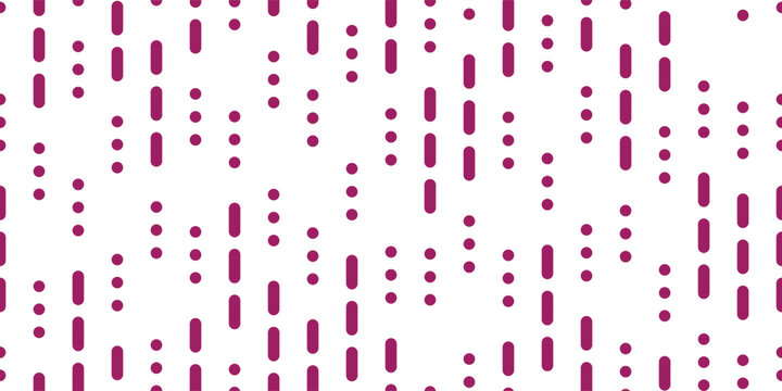 Bordo vertical dashed line with rounded corners of morse sos code as seamless pattern on white bg. Abstract background with specific signs. Geometric vector texture