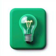 A vibrant green icon featuring a glowing light bulb, symbolizing creativity, ideas, and innovation in design and technology.