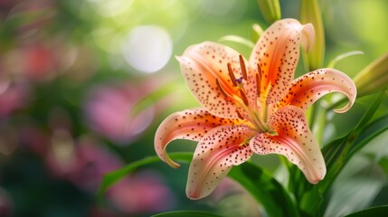  A tight shot of a pink bloom against a backdrop of green foliage, with a shallow depth of field resulting in softly focused pink blossoms at the front