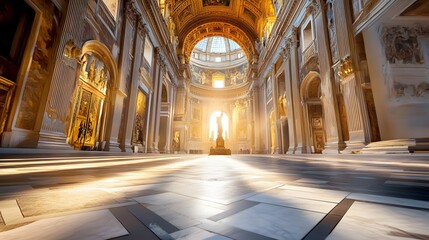 Sunbeams Illuminating Interior of Church.