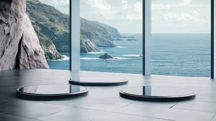 Fototapeta premium Modern Architecture with Ocean View and Glass Platforms