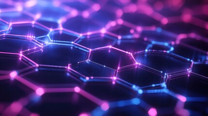 Obraz premium Abstract Neon Hexagon Network