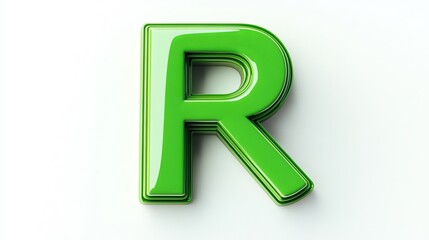 A 3D letter "R" on a white background, an element of the alphabet.