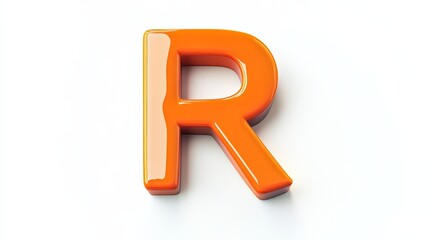 A 3D letter "R" on a white background, symbolizing an element of the alphabet