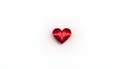 "Red heart rate symbol on white background - Medical cardiology concept"