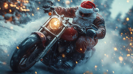 santa claus on a motorcycle © S-DESIGN