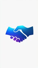 Handshake Icon in Blue on White Background - Elegant and Professional Symbol