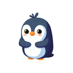 Penguin cute childish  cartoon illustration. Vector Penguin isolated on white background Flat design element