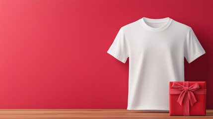 Custom-printed t-shirt with unique message, stylish gift wrapping, 3D illustration
