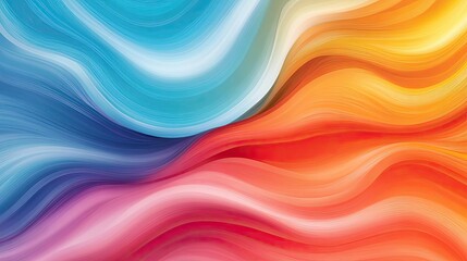 Vibrant abstract waves blend harmonious colors of blue, red, and orange, creating a dynamic and visually captivating backdrop.
