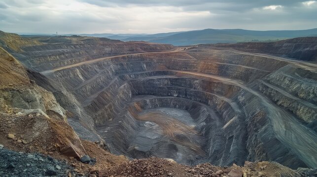 I open pit mine leaching pad