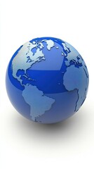Blue and white globe symbol on white background - Global icon design