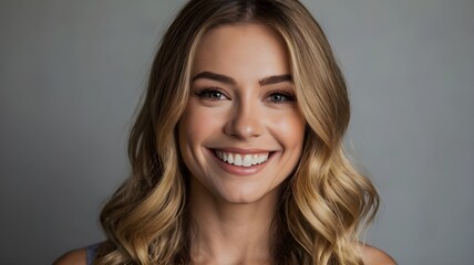 Naklejka premium a beautiful woman with a big bright smile on her face 